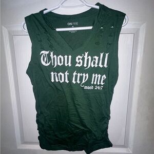 “Thou Shall Not Try Me” Women’s Green Racerback
